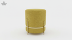 Aurum Weave Accent Stool – Amber Gold & Brushed Gold Frame