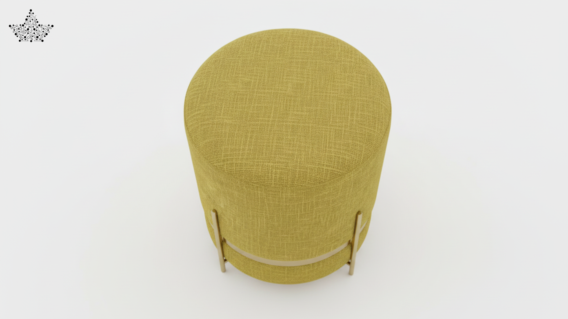 Aurum Weave Accent Stool – Amber Gold & Brushed Gold Frame