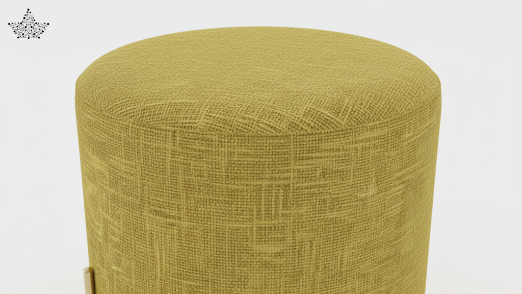 Aurum Weave Accent Stool – Amber Gold & Brushed Gold Frame
