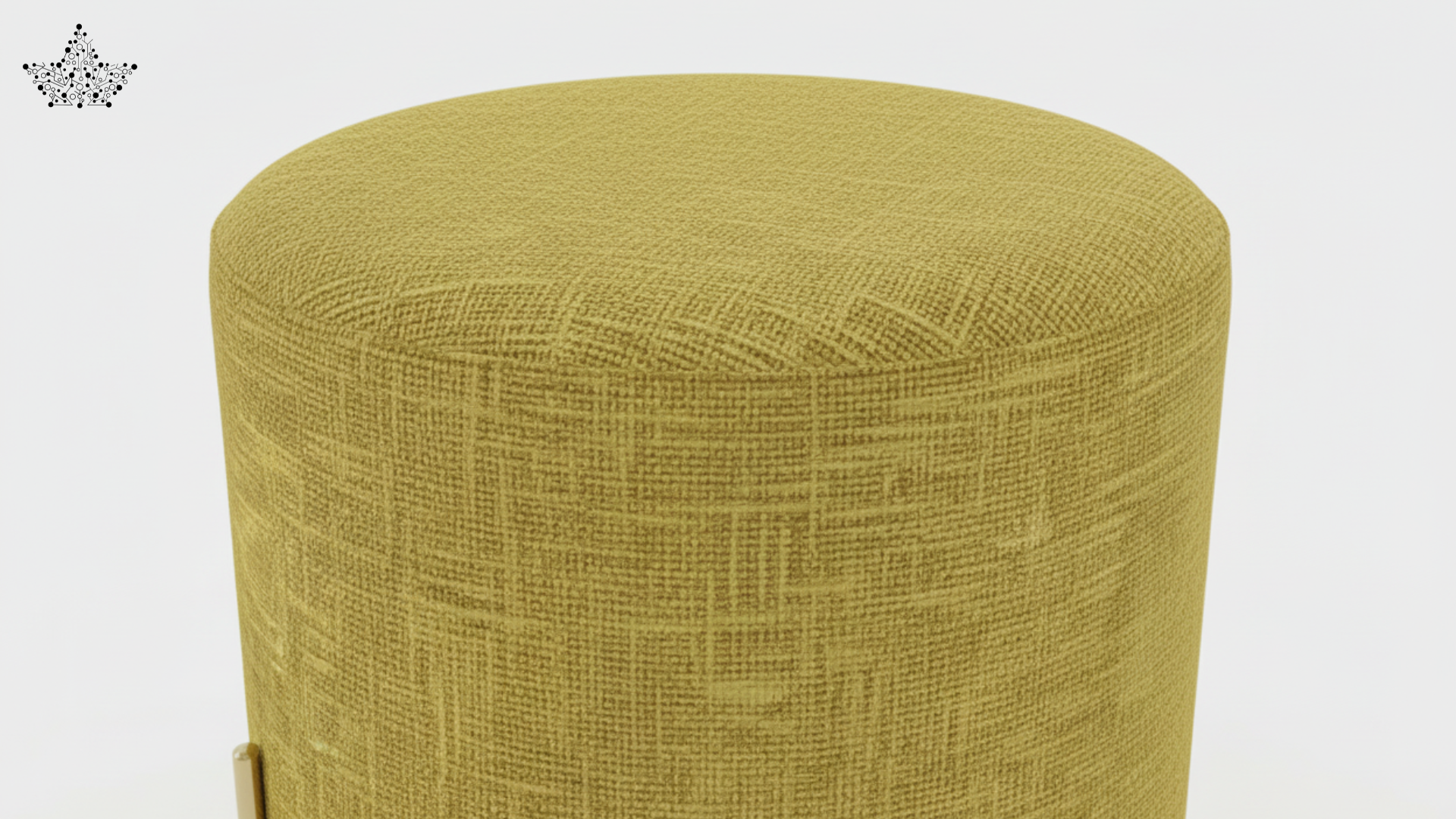Aurum Weave Accent Stool – Amber Gold & Brushed Gold Frame