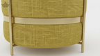 Aurum Weave Accent Stool – Amber Gold & Brushed Gold Frame