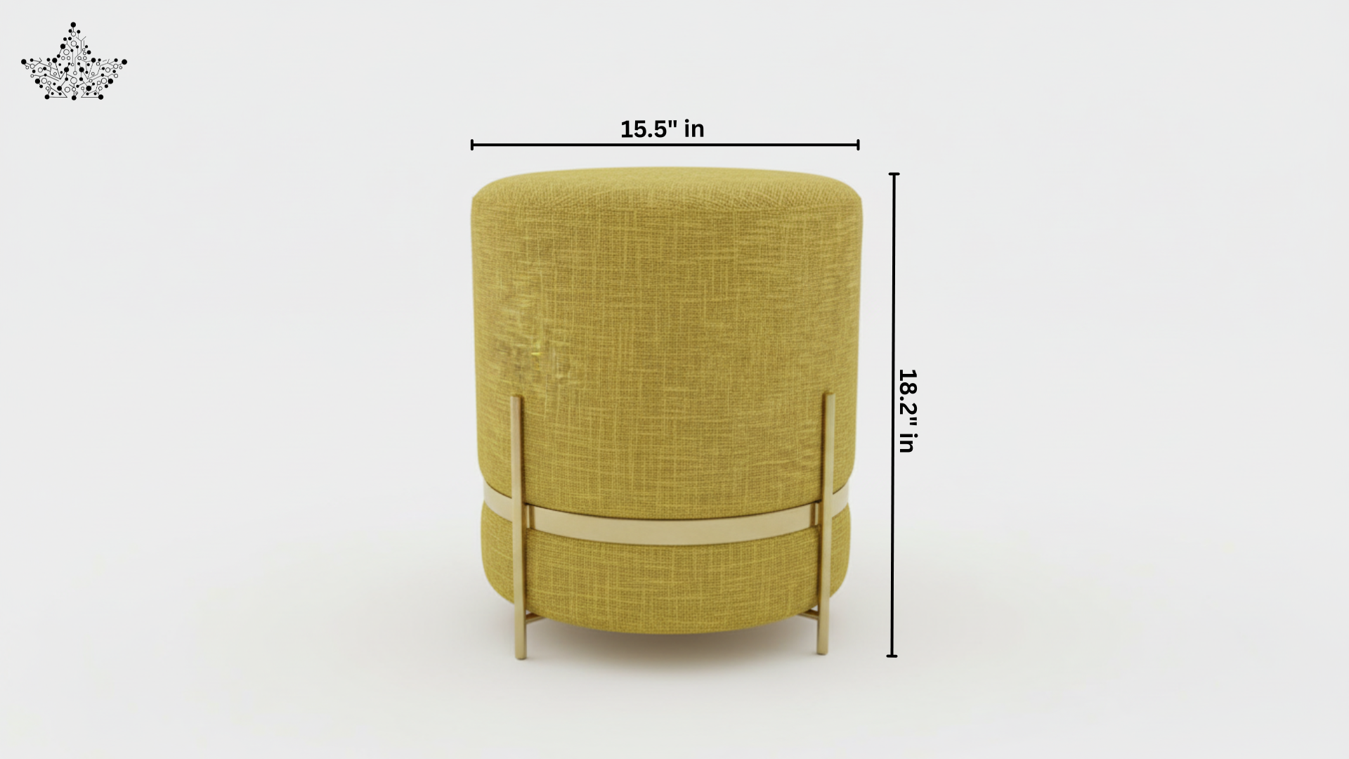 Aurum Weave Accent Stool – Amber Gold & Brushed Gold Frame