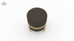 Mocha Stripe Poufee | Velvet & Gold Frame