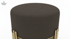Mocha Stripe Poufee | Velvet & Gold Frame