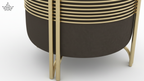 Mocha Stripe Poufee | Velvet & Gold Frame