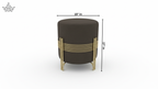 Mocha Stripe Poufee | Velvet & Gold Frame