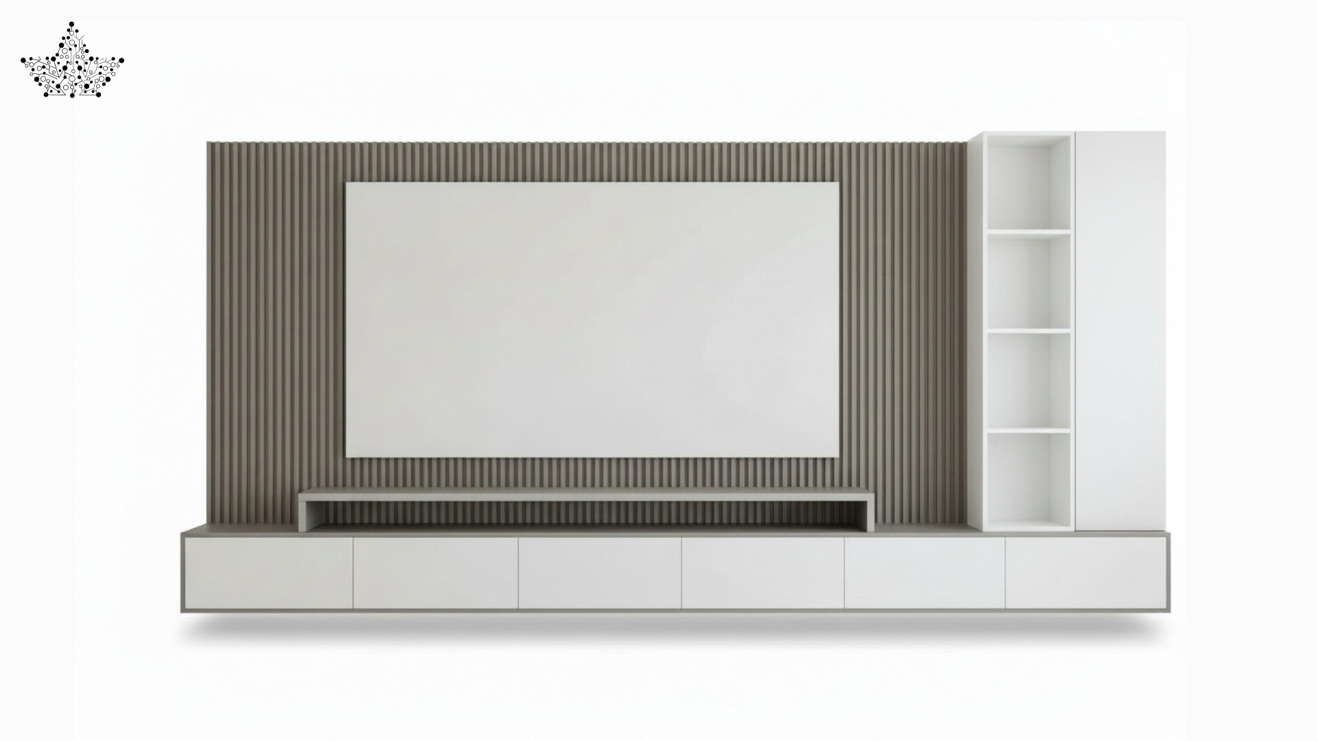 Wall TV Panel Unit - Grey & White (7 ft.)