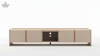 Modern Two-Tone TV Console - Oak & Greige (7 ft)