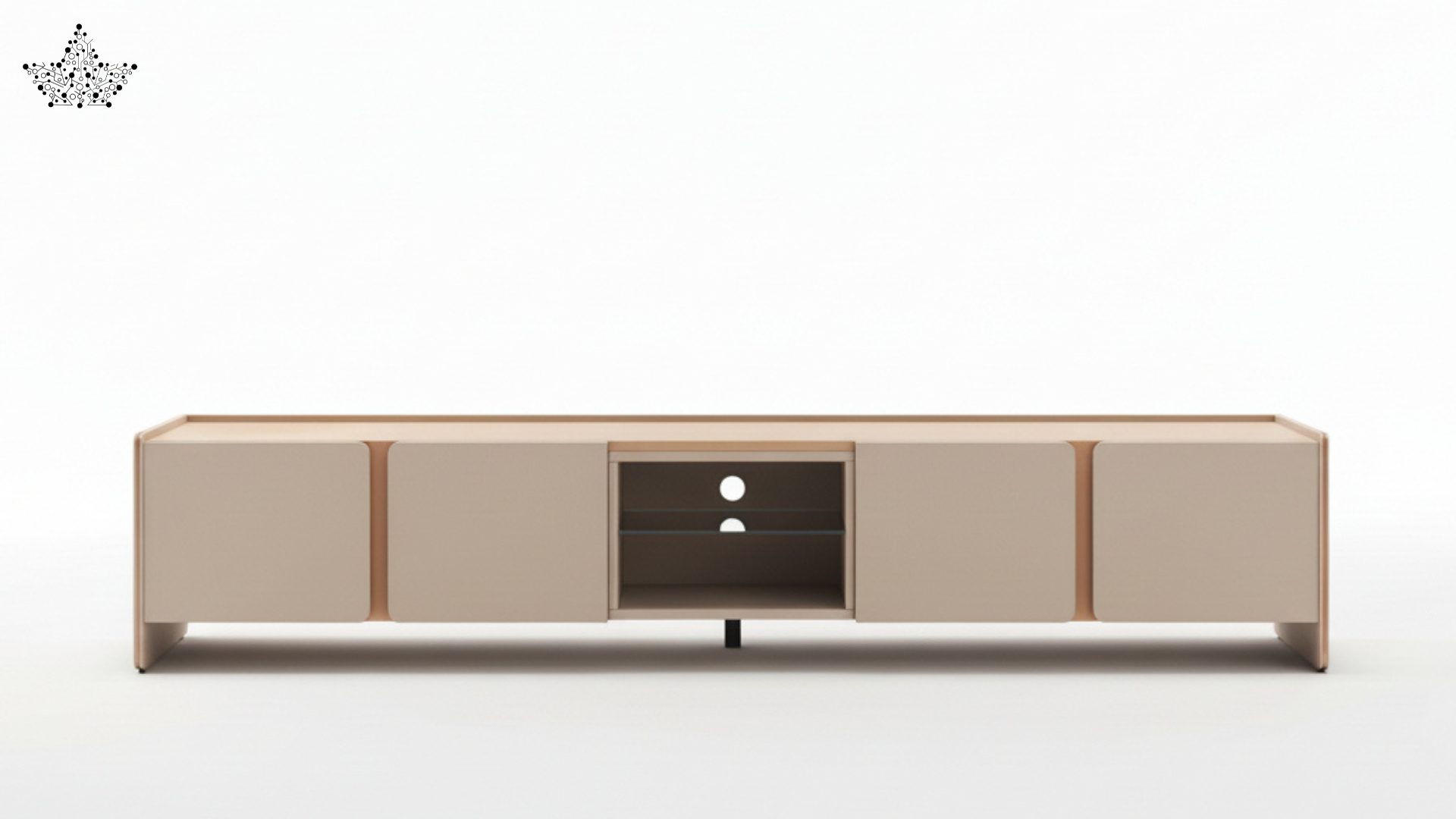 Modern Two-Tone TV Console - Oak & Greige (7 ft)