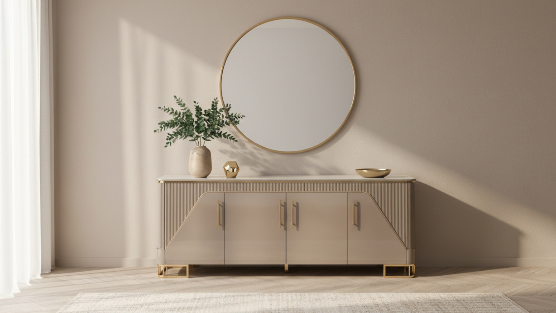 Luxe Gloss Sideboard - Mocha & Gold (6 ft.)