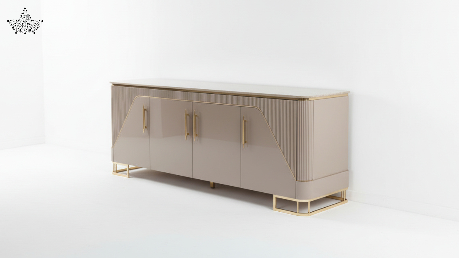 Luxe Gloss Sideboard - Mocha & Gold (6 ft.)