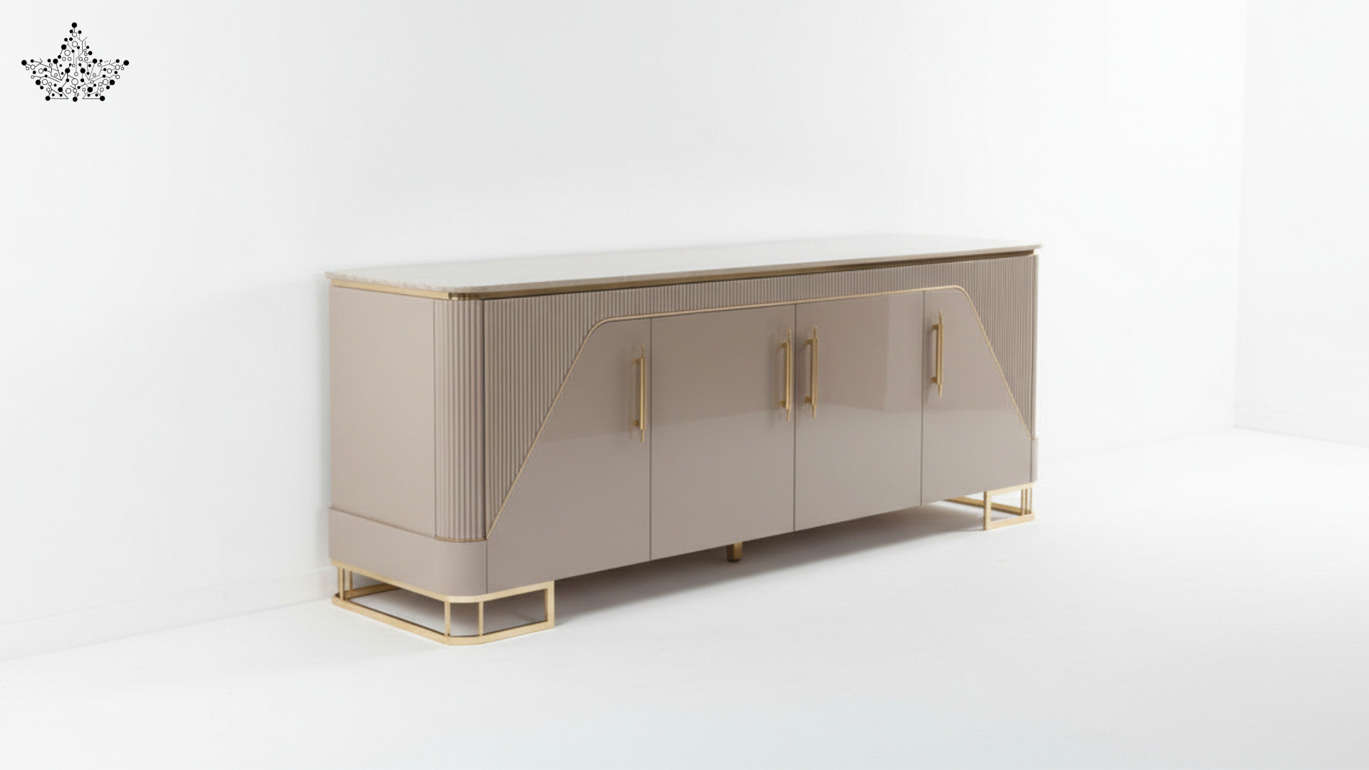 Luxe Gloss Sideboard - Mocha & Gold (6 ft.)