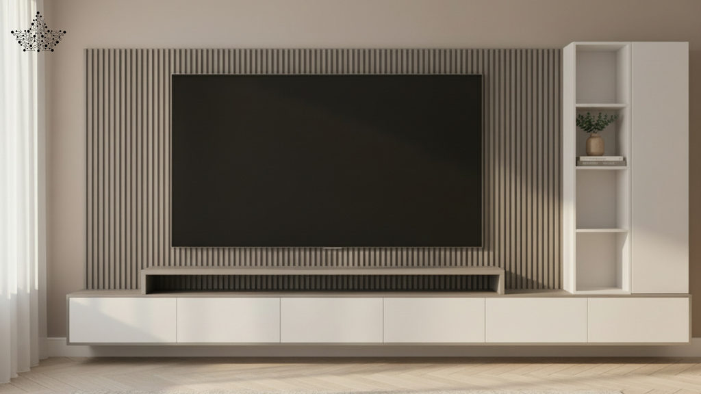Wall TV Panel Unit - Grey & White (7 ft.)