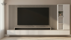 Wall TV Panel Unit - Grey & White (7 ft.)