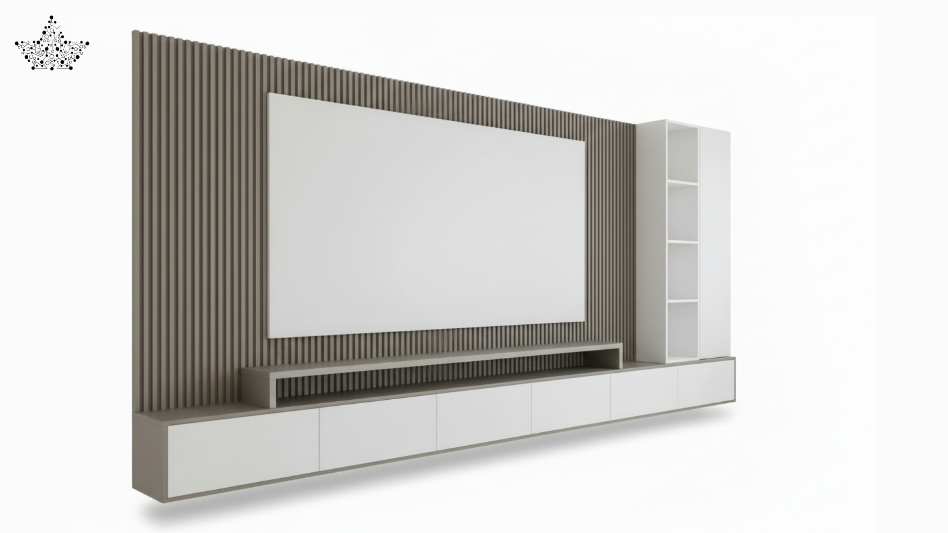 Wall TV Panel Unit - Grey & White (7 ft.)