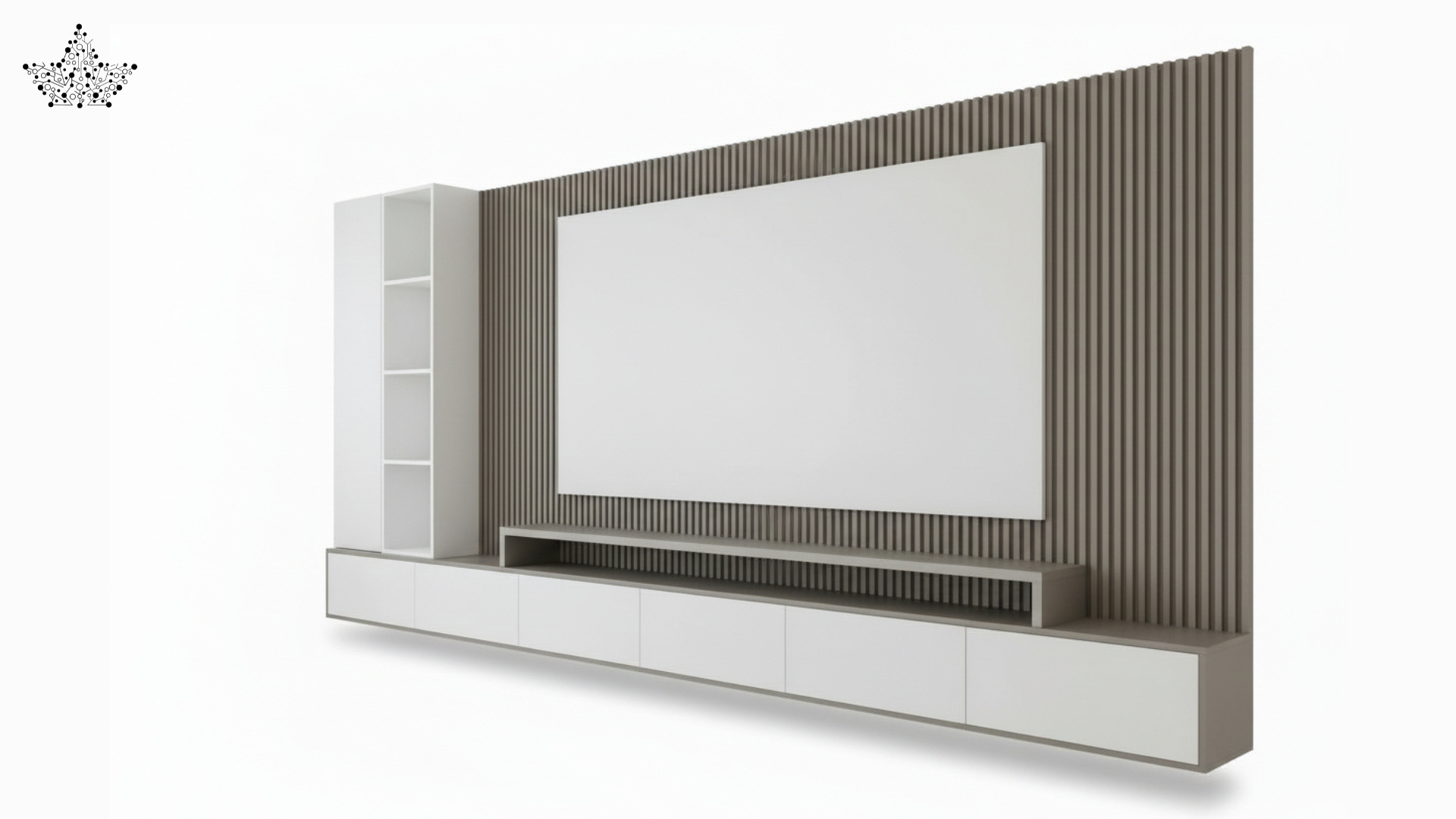 Wall TV Panel Unit - Grey & White (7 ft.)