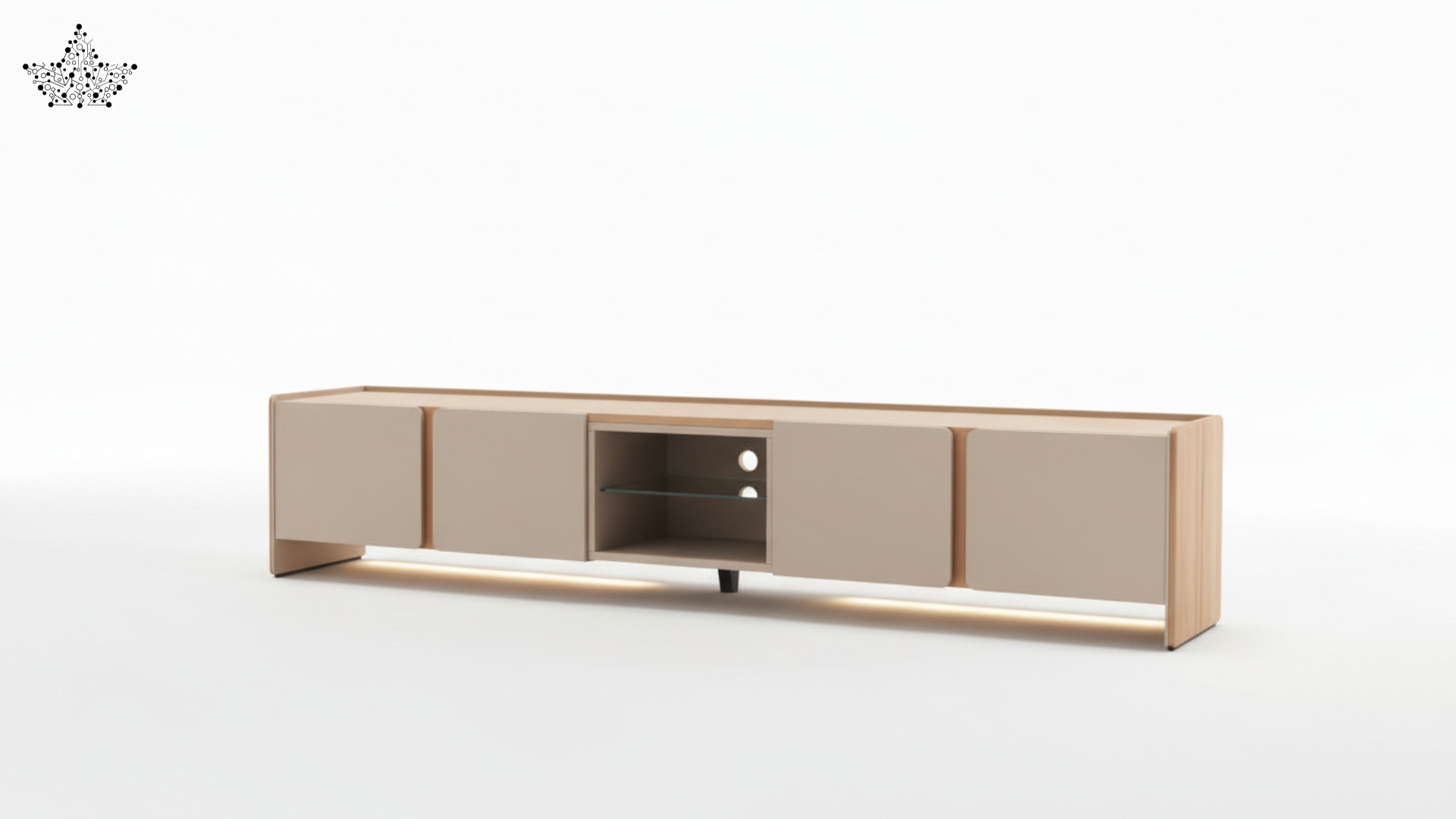 Modern Two-Tone TV Console - Oak & Greige (7 ft)