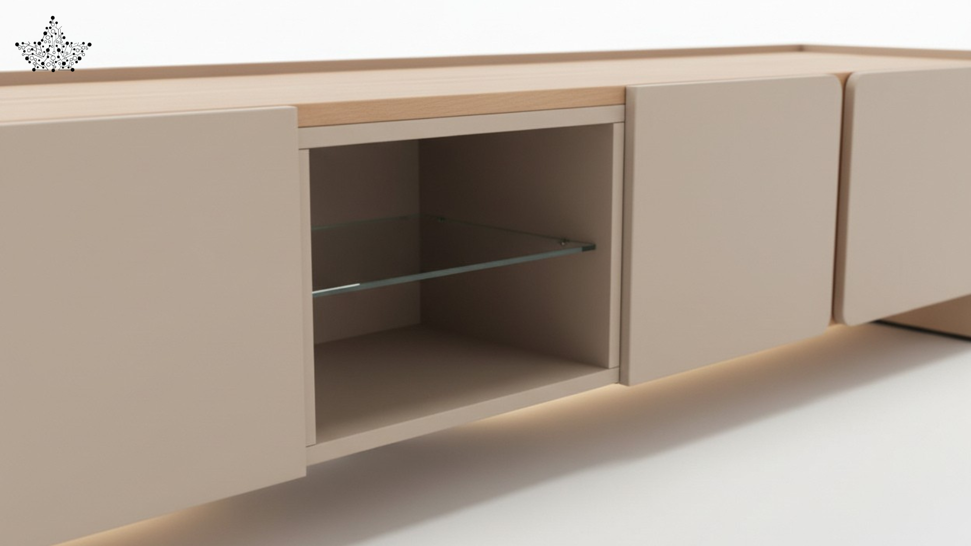 Modern Two-Tone TV Console - Oak & Greige (7 ft)