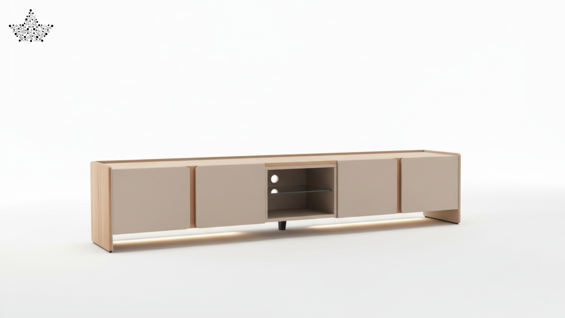 Modern Two-Tone TV Console - Oak & Greige (7 ft)