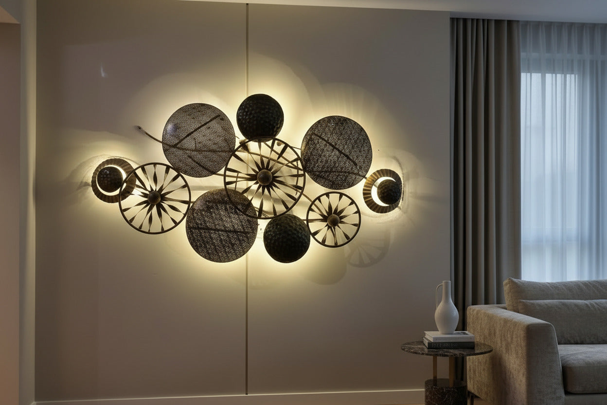 LED Geometric Iron Sculpture
