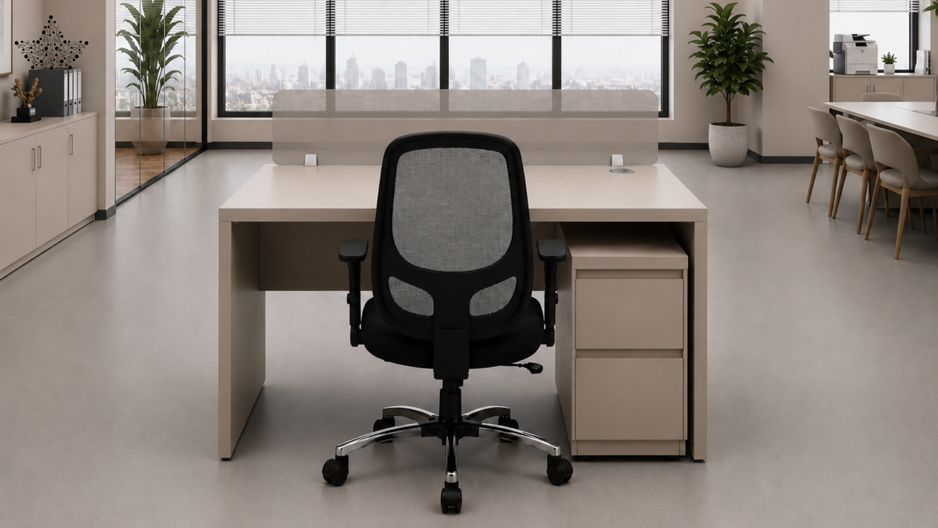 Linea Office Workstation with Privacy Screen
