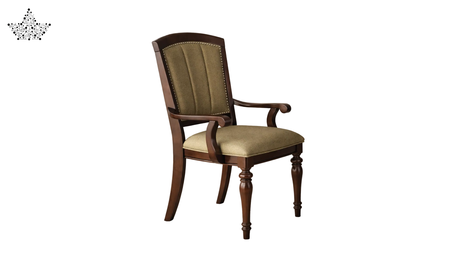 Wooden chair with upholstered seat and backrest on a white background