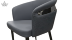 Gray chair with a magazine holder on a white background