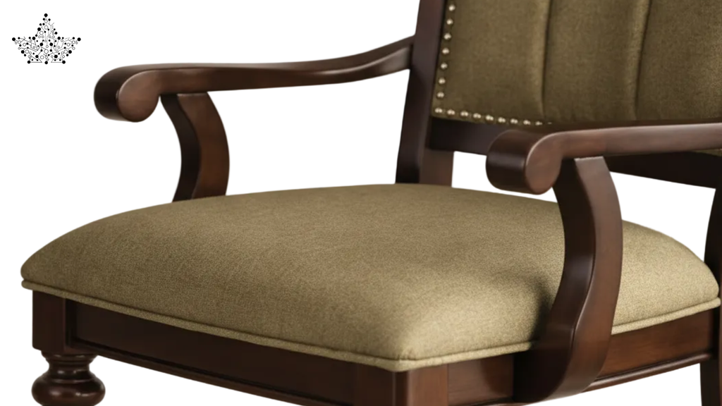 Chair with brown cushioned seat and backrest on a white background