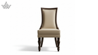 Chair with beige cushioned seat and backrest on a white background