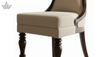 Chair with beige cushioned seat and backrest on a white background