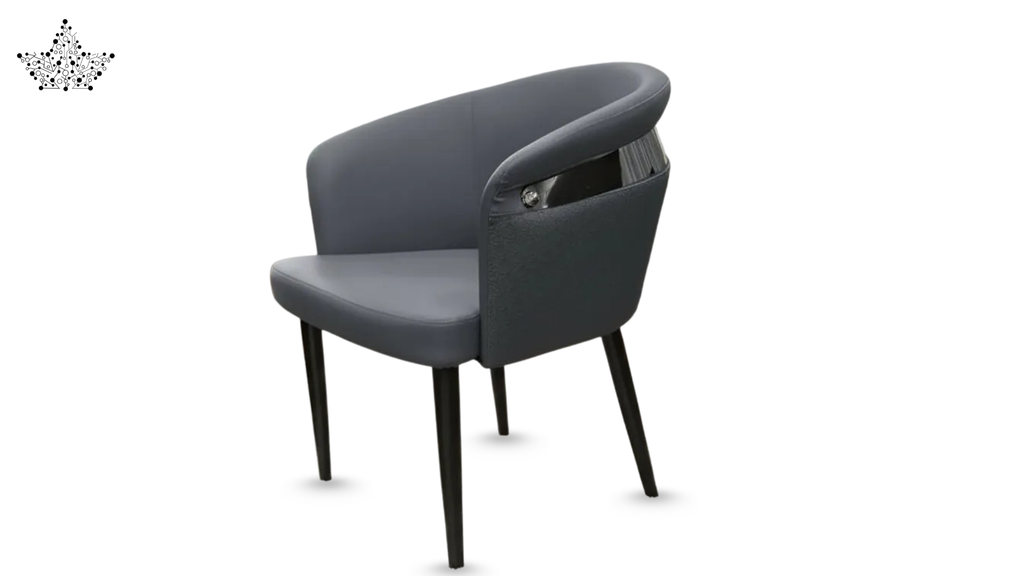 Gray chair with black legs on a white background