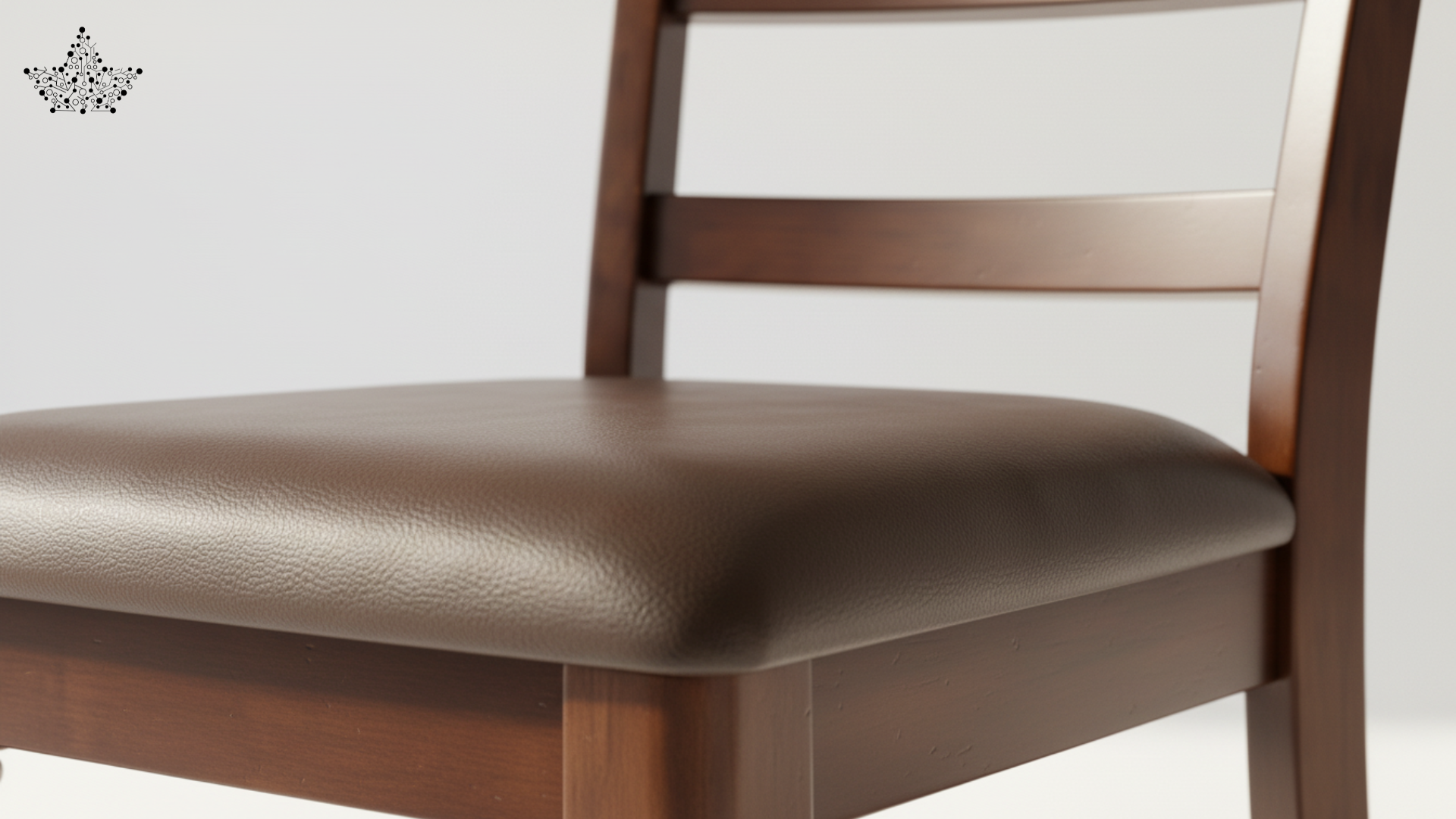 Brown wooden chair with a cushioned seat on a white background