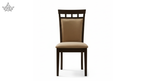 Chair with brown cushioned seat and backrest on a white background