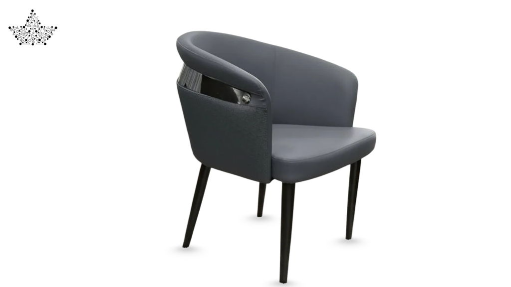 Gray chair with black legs on a white background