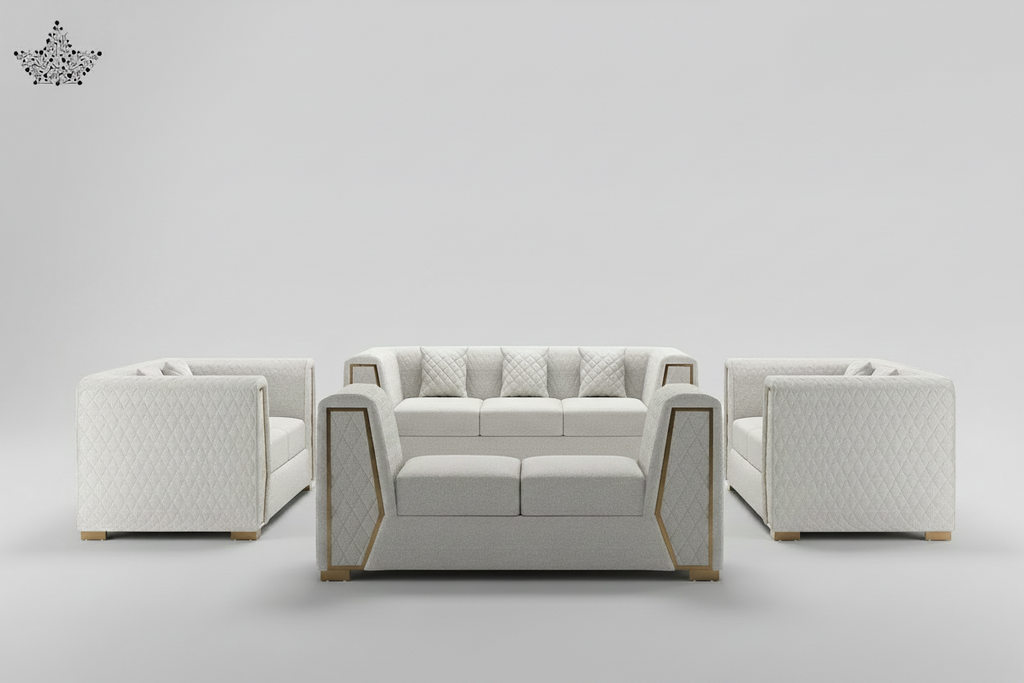 Modern white sofa set on a white background