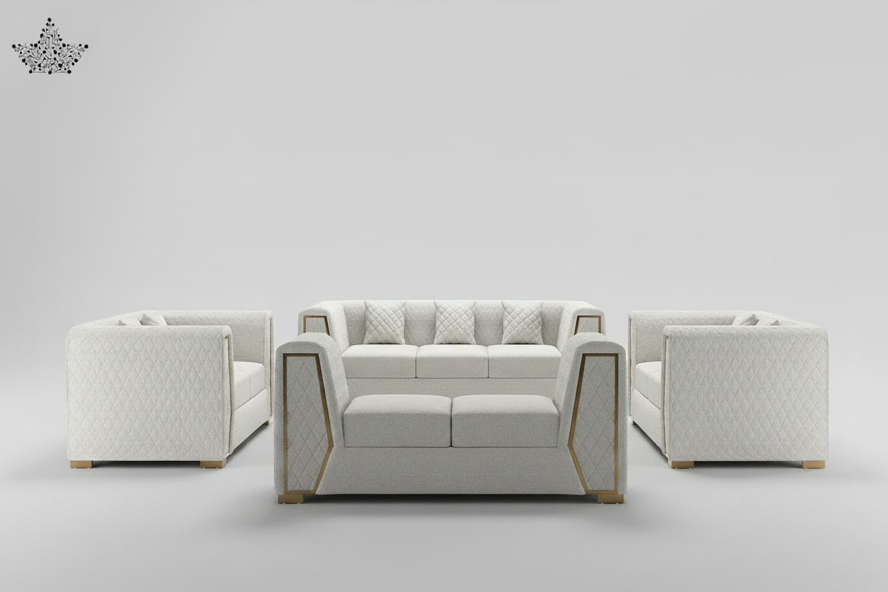 Modern white sofa set on a white background