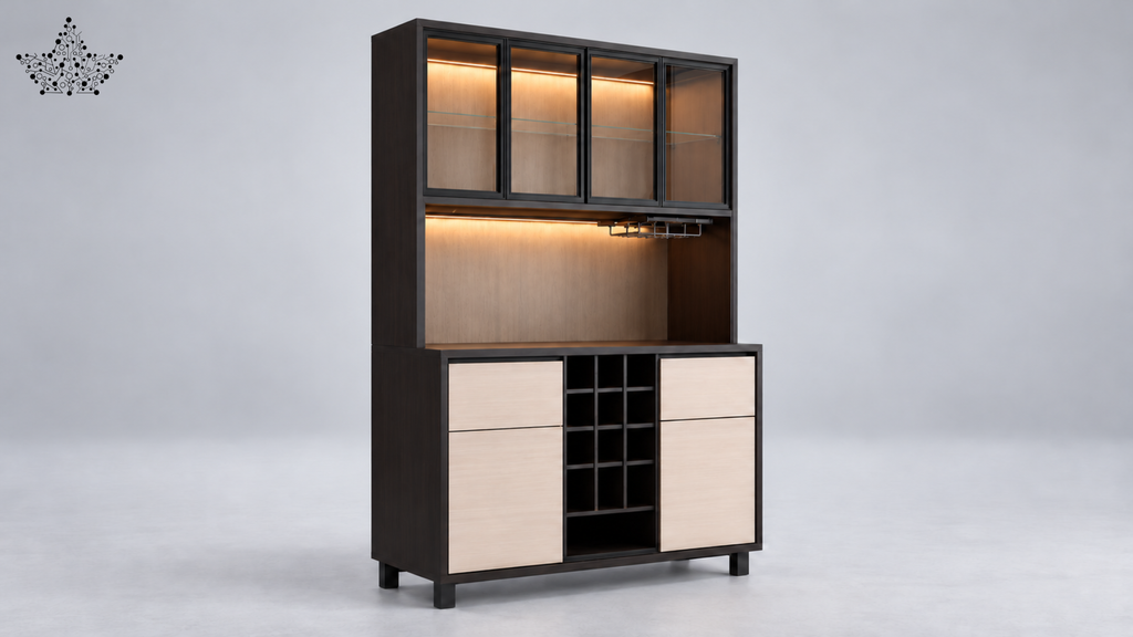 Aurelia Modern Bar Cabinet with Wine Rack & Glass Storage
