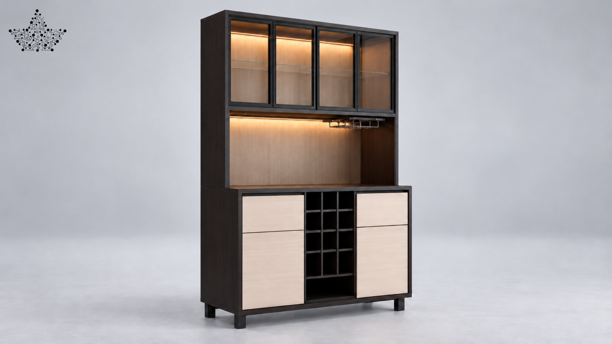 Aurelia Modern Bar Cabinet with Wine Rack & Glass Storage