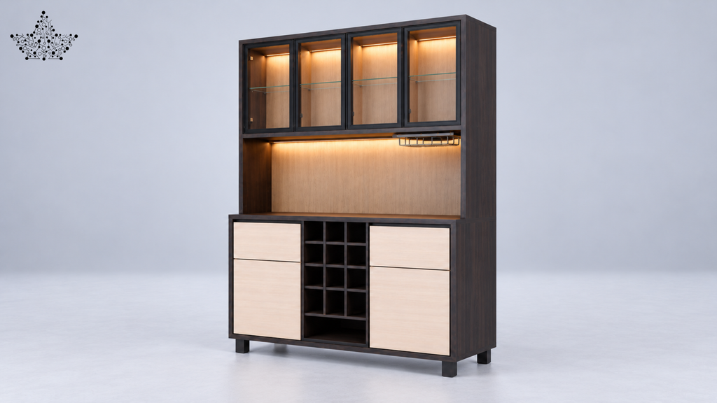 Aurelia Modern Bar Cabinet with Wine Rack & Glass Storage