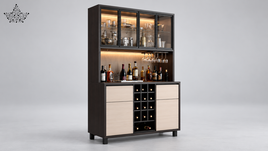 Aurelia Modern Bar Cabinet with Wine Rack & Glass Storage