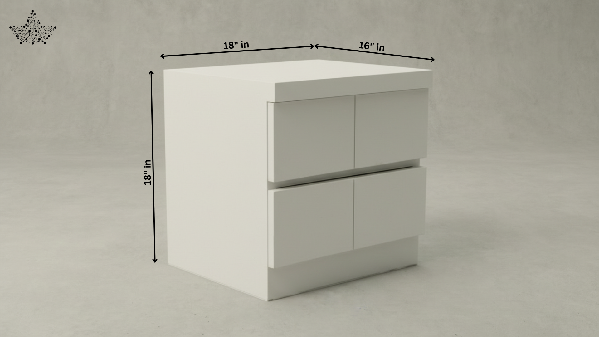 Alba Gloss White Bedside Table – 2 Drawers