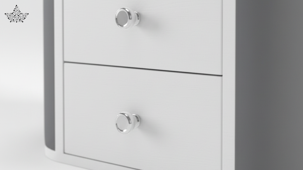 Lumina LED Bedside Table – Grey & White with Mirror Panel