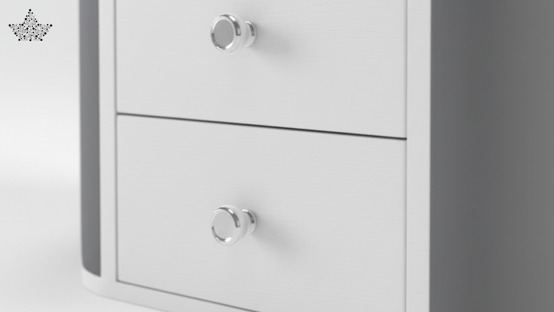 Lumina LED Bedside Table – Grey & White with Mirror Panel