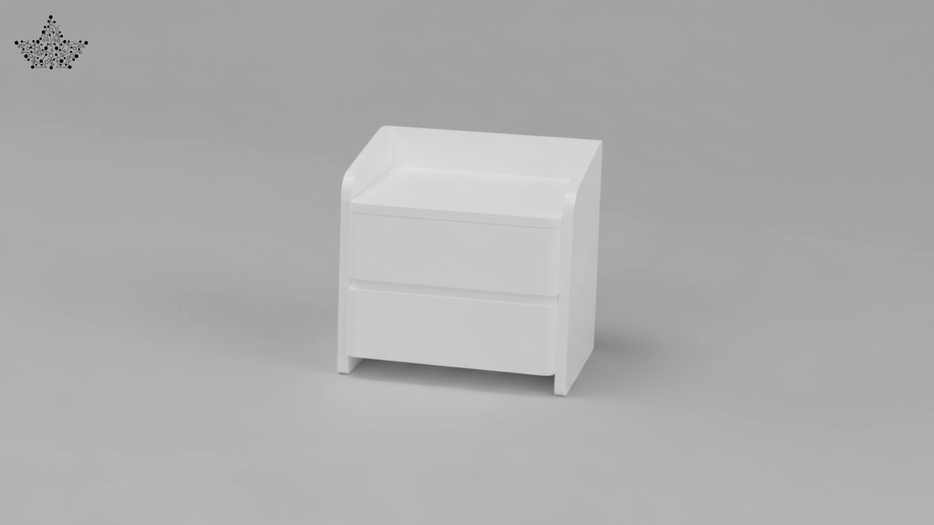 Arc Gloss White Bedside Table – 2 Drawers