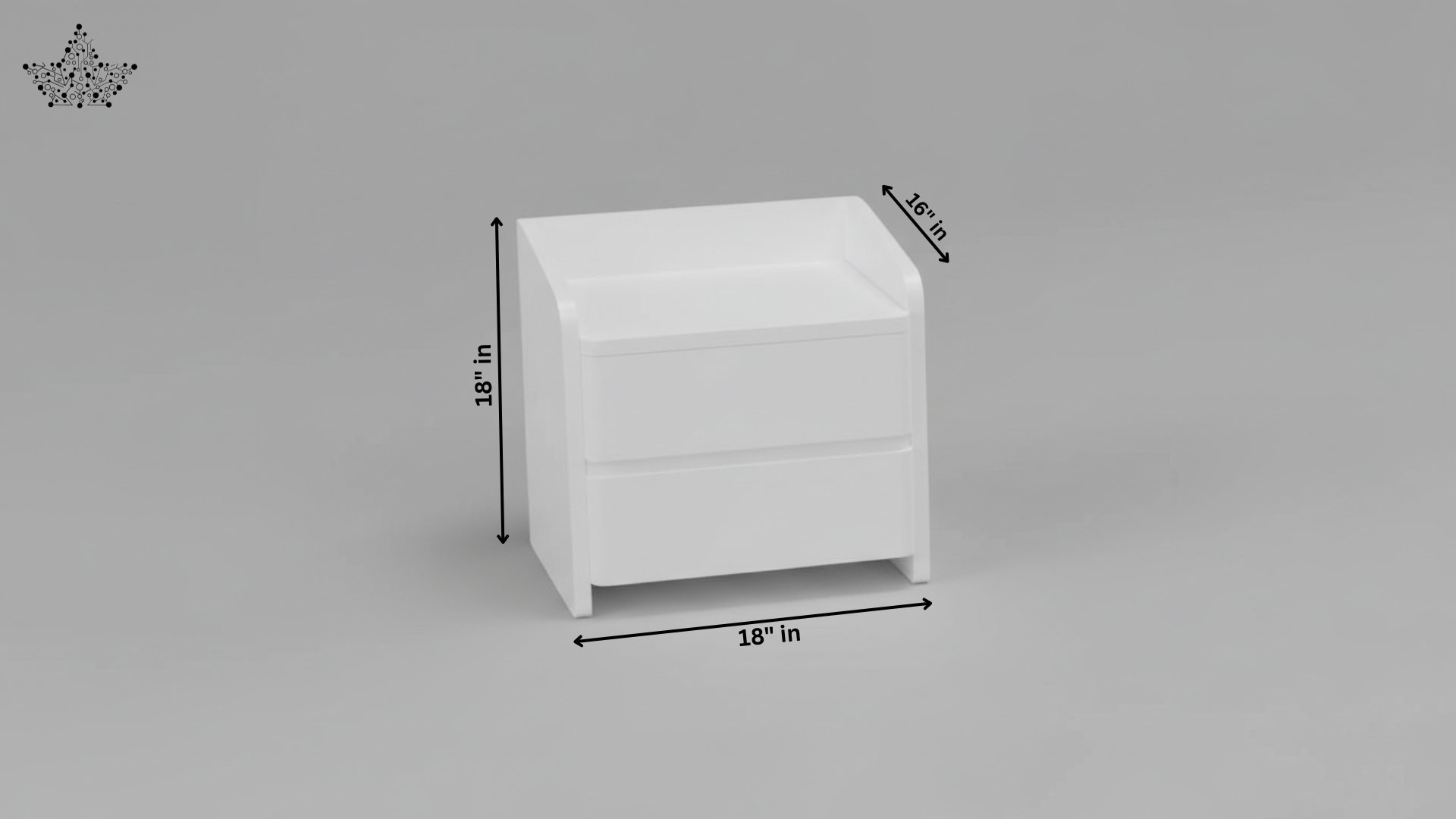 Arc Gloss White Bedside Table – 2 Drawers