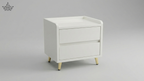 White nightstand with a drawer on a gray background