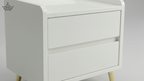 White dresser with two drawers on a gray background