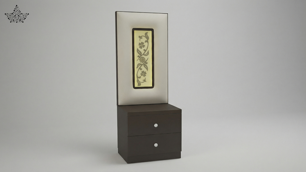 Bedside Table Panel Flora LED Bedside Table Espresso & Ivory Floral Panel | Ardas Interior
