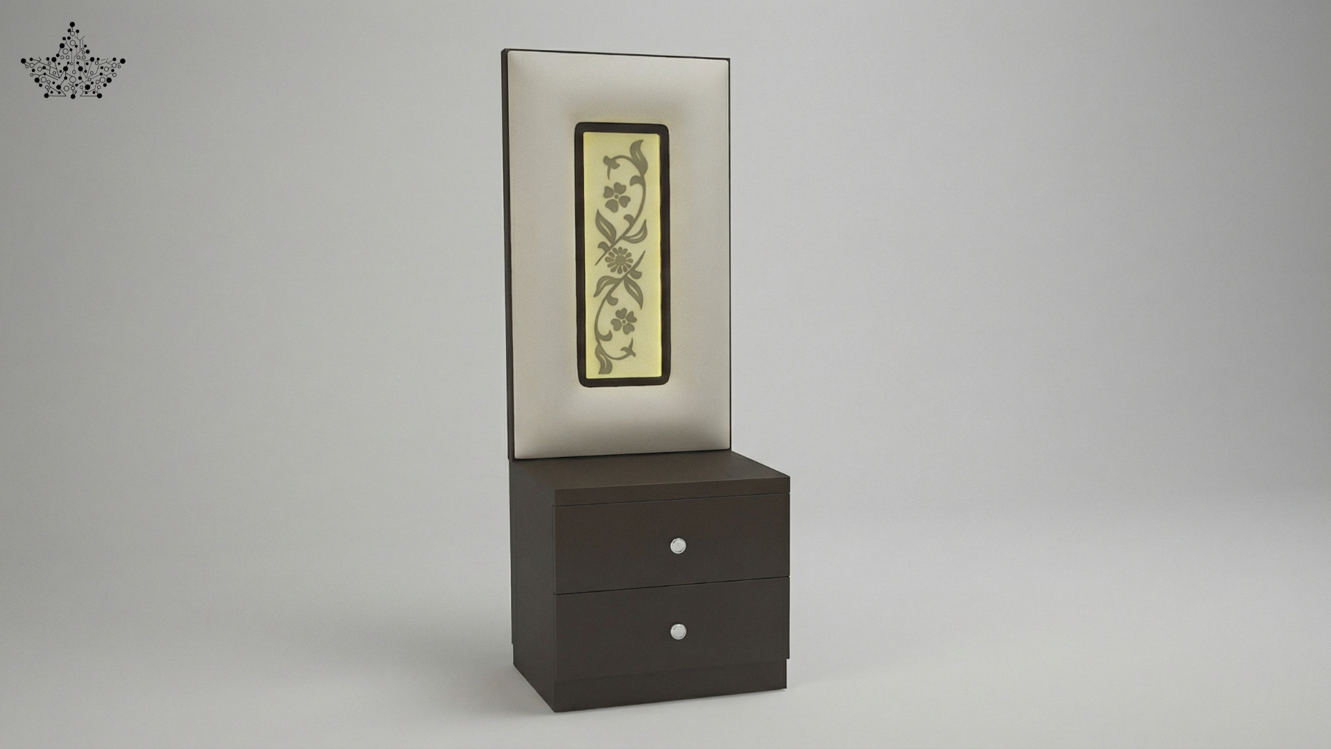 Flora LED Bedside Table with Floral Panel