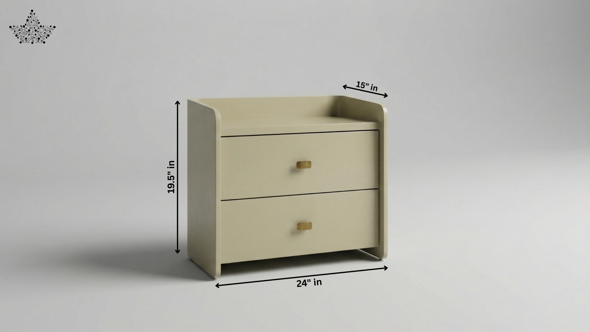 Olive Arch Bedside Table – 2 Drawers